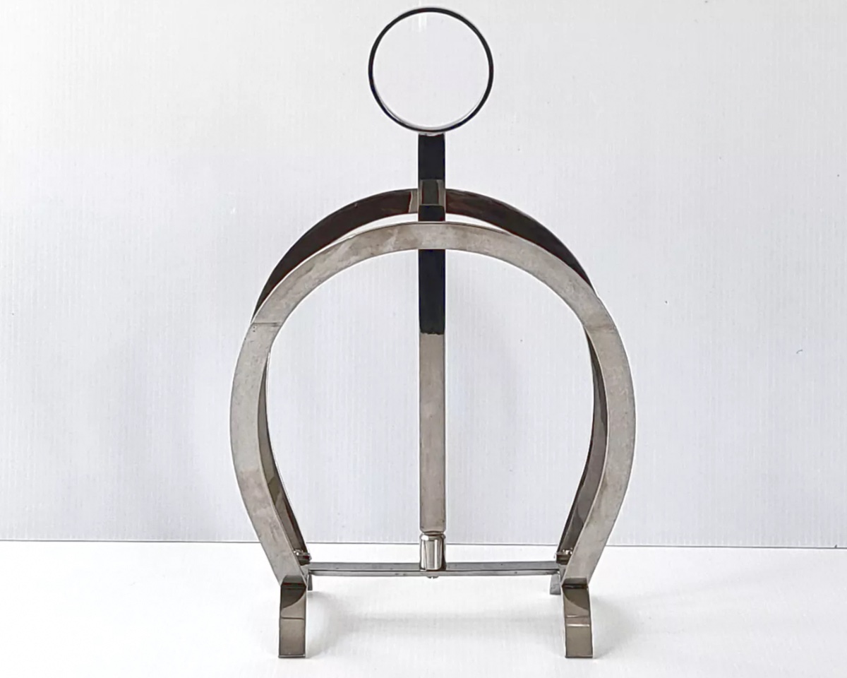 Porte-revues vintage en métal argenté 1970 Dlg de Hermès -photo-3