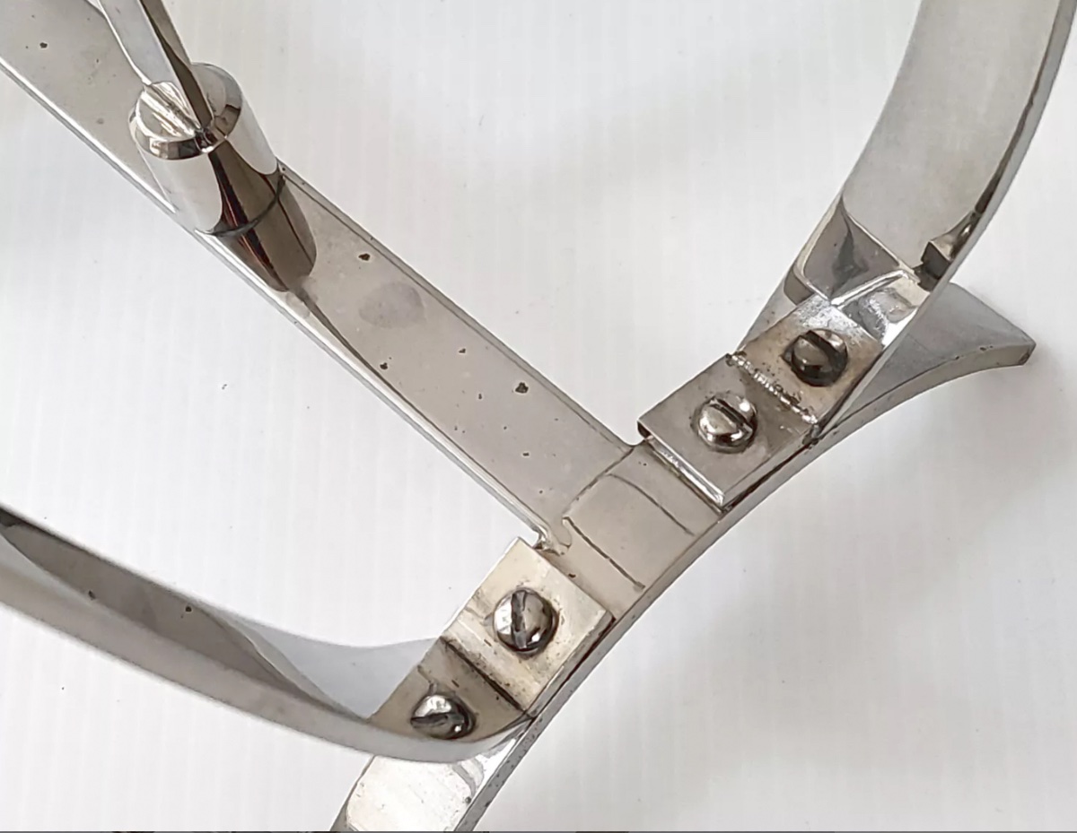 Porte-revues vintage en métal argenté 1970 Dlg de Hermès -photo-4