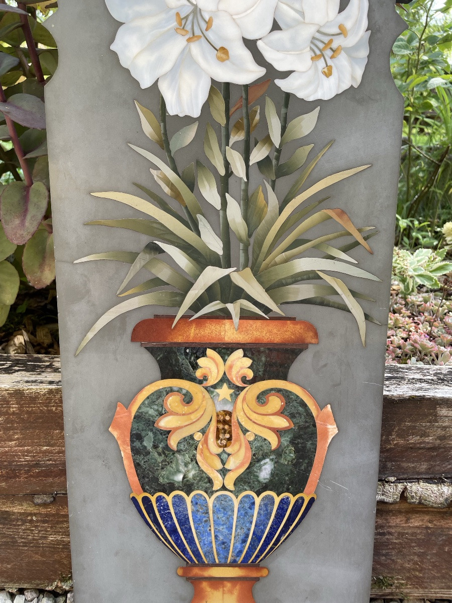 Ornamental Plaque In Hard Stone Marquetry -photo-3