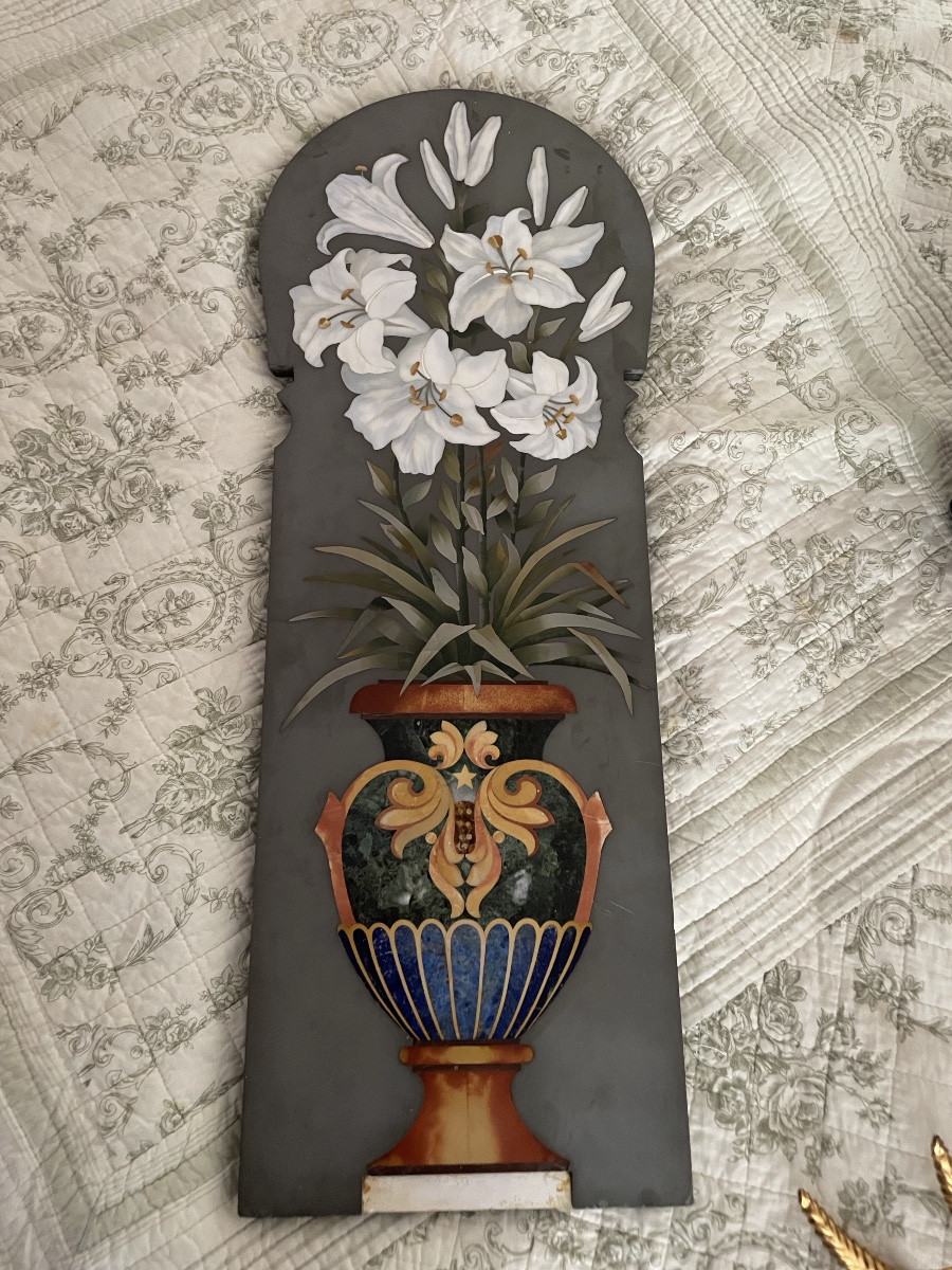 Ornamental Plaque In Hard Stone Marquetry -photo-1