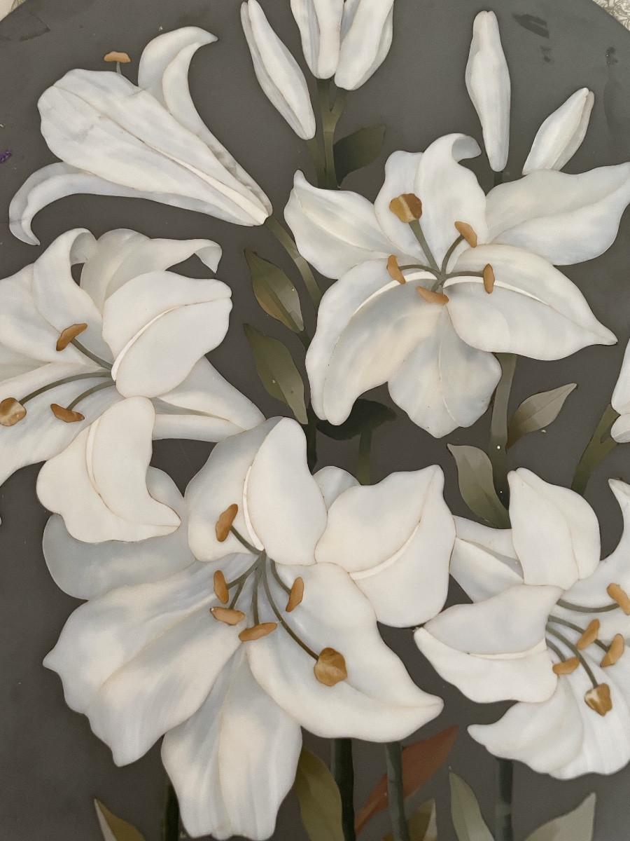 Ornamental Plaque In Hard Stone Marquetry -photo-3