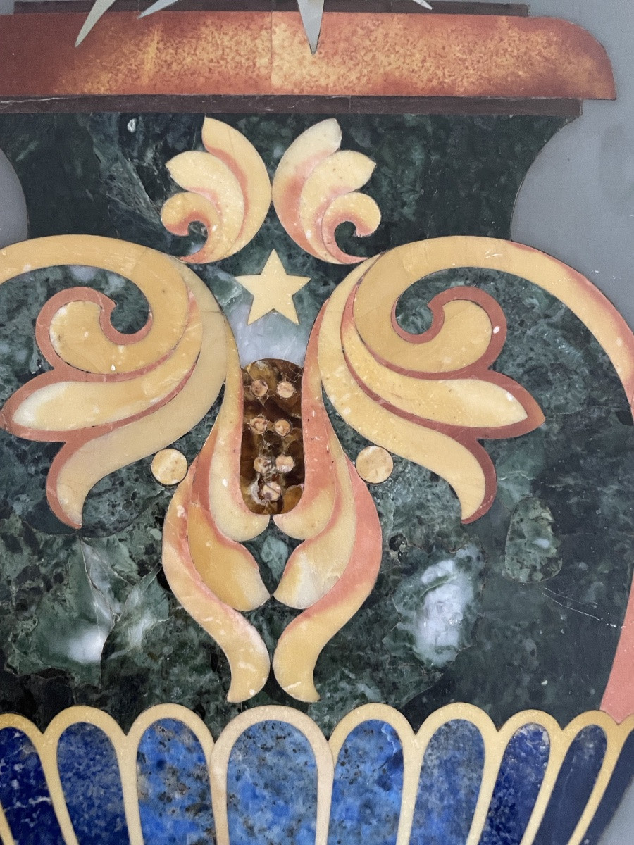 Ornamental Plaque In Hard Stone Marquetry -photo-4