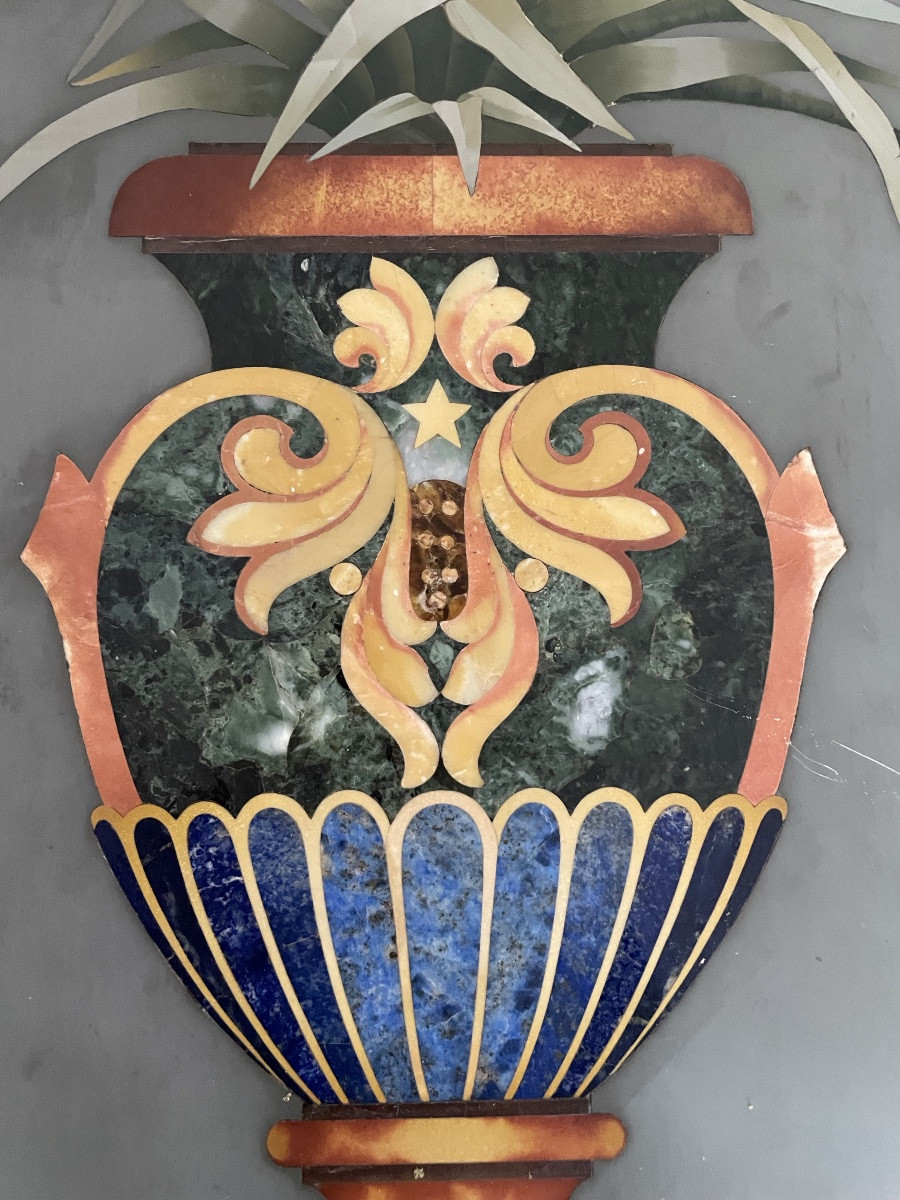 Ornamental Plaque In Hard Stone Marquetry -photo-6