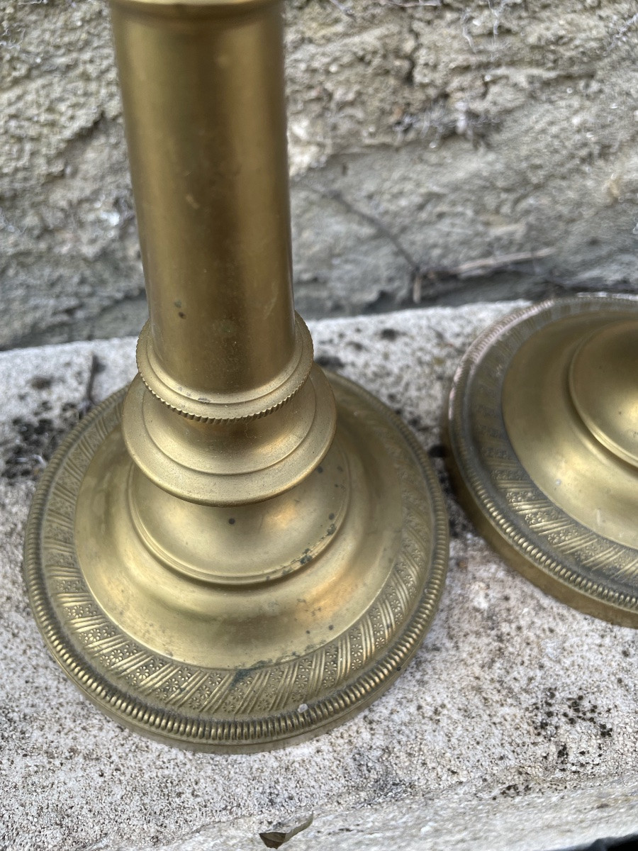The Pair Of Restoration Bronze Candlesticks-photo-2