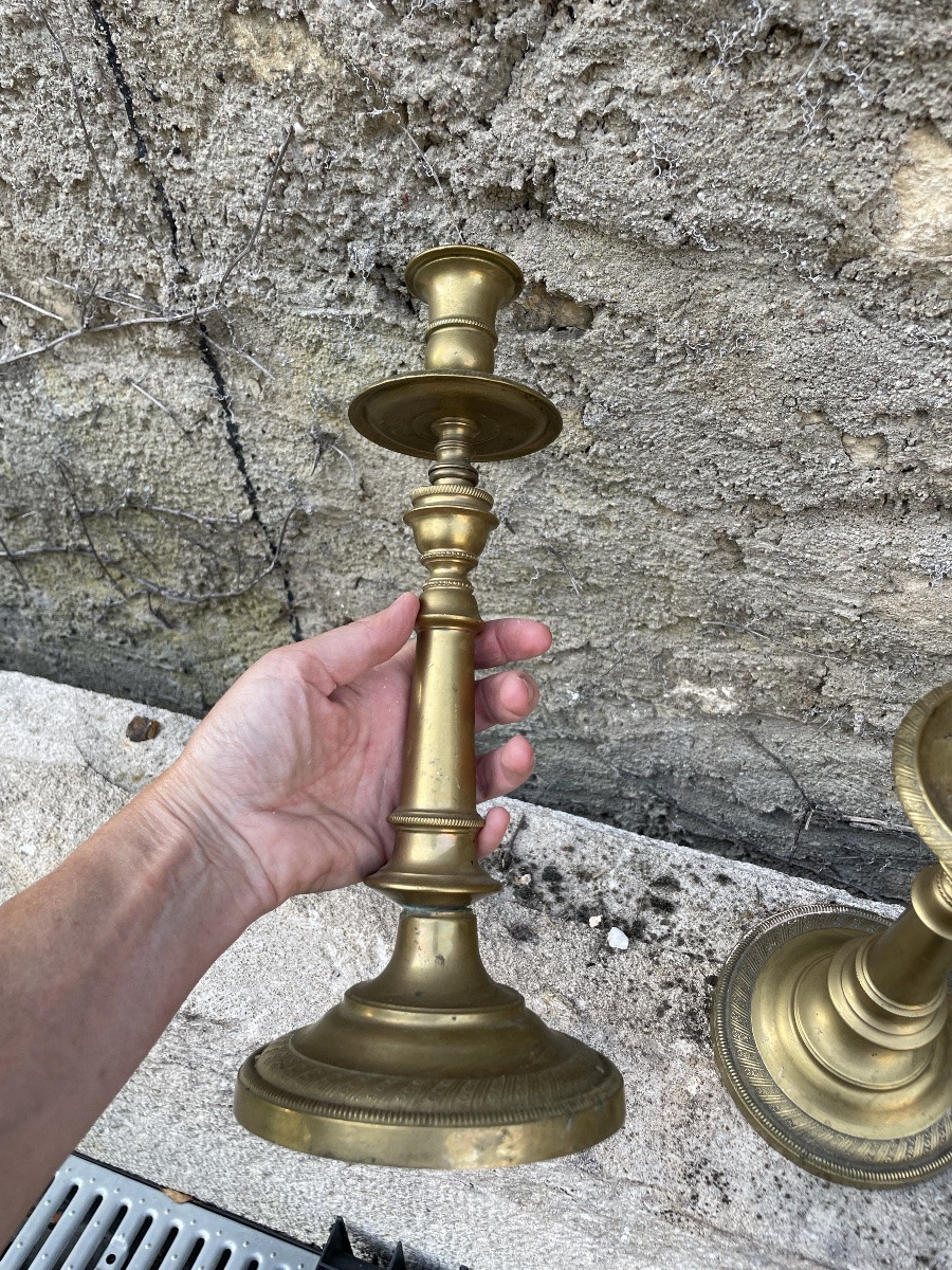 The Pair Of Restoration Bronze Candlesticks-photo-4