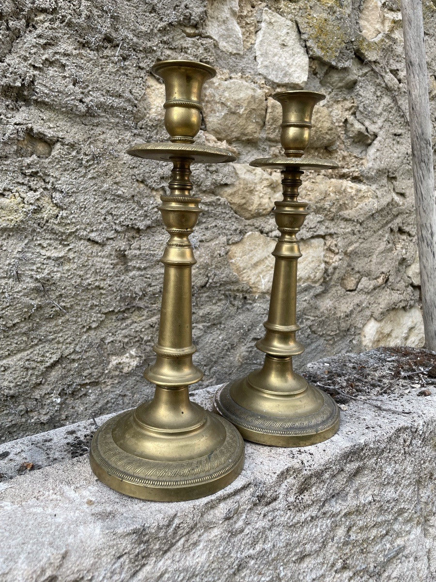 The Pair Of Restoration Bronze Candlesticks-photo-7