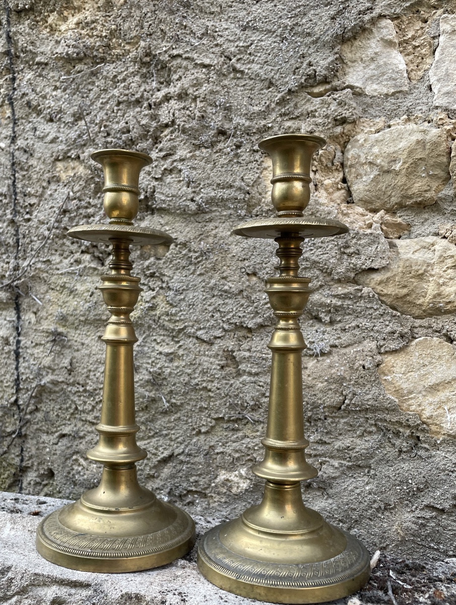 The Pair Of Restoration Bronze Candlesticks