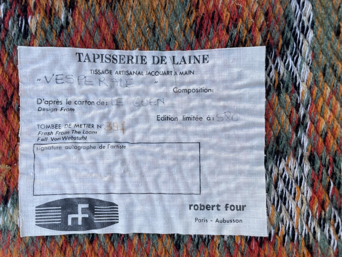 Tapestry "vespérale" By Thérèse Le Guen For Robert Four In Aubusson-photo-4