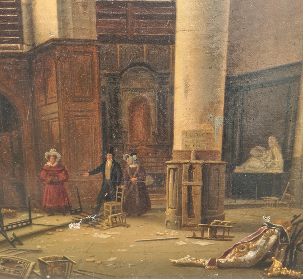 Oil On Canvas Depicting The Interior Of Saint Germain l'Auxerrois -photo-3