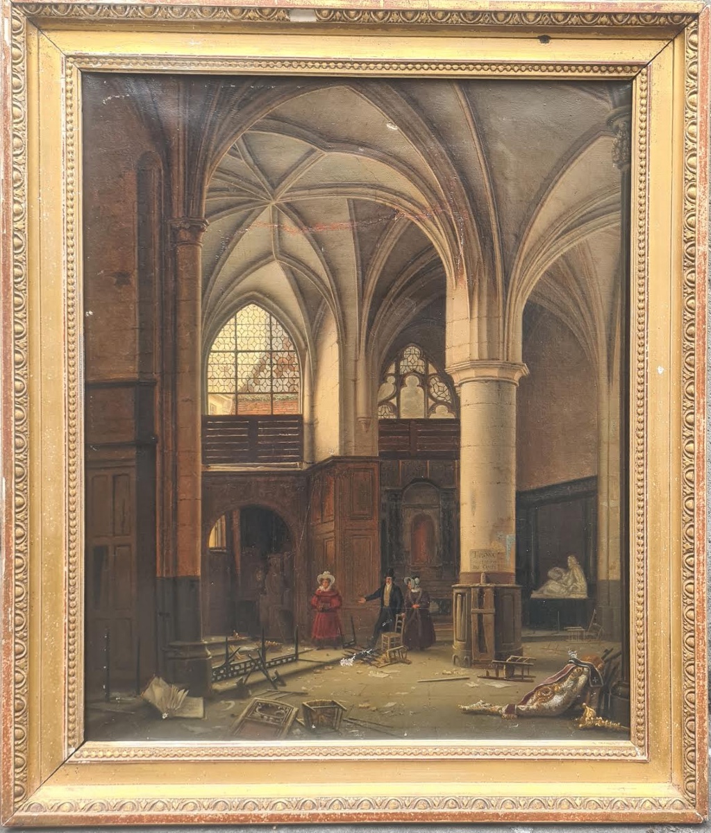 Oil On Canvas Depicting The Interior Of Saint Germain l'Auxerrois 