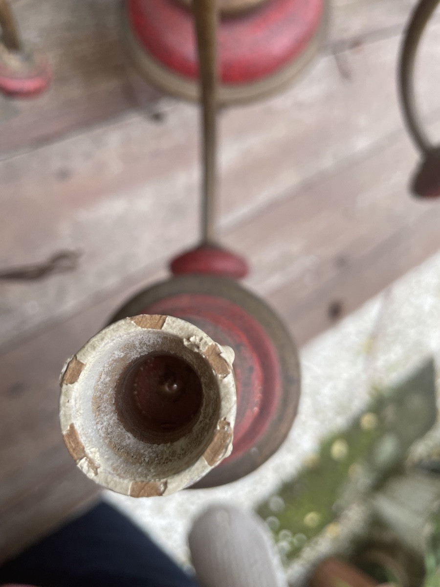 Lustre en bois tourné et laqué-photo-7