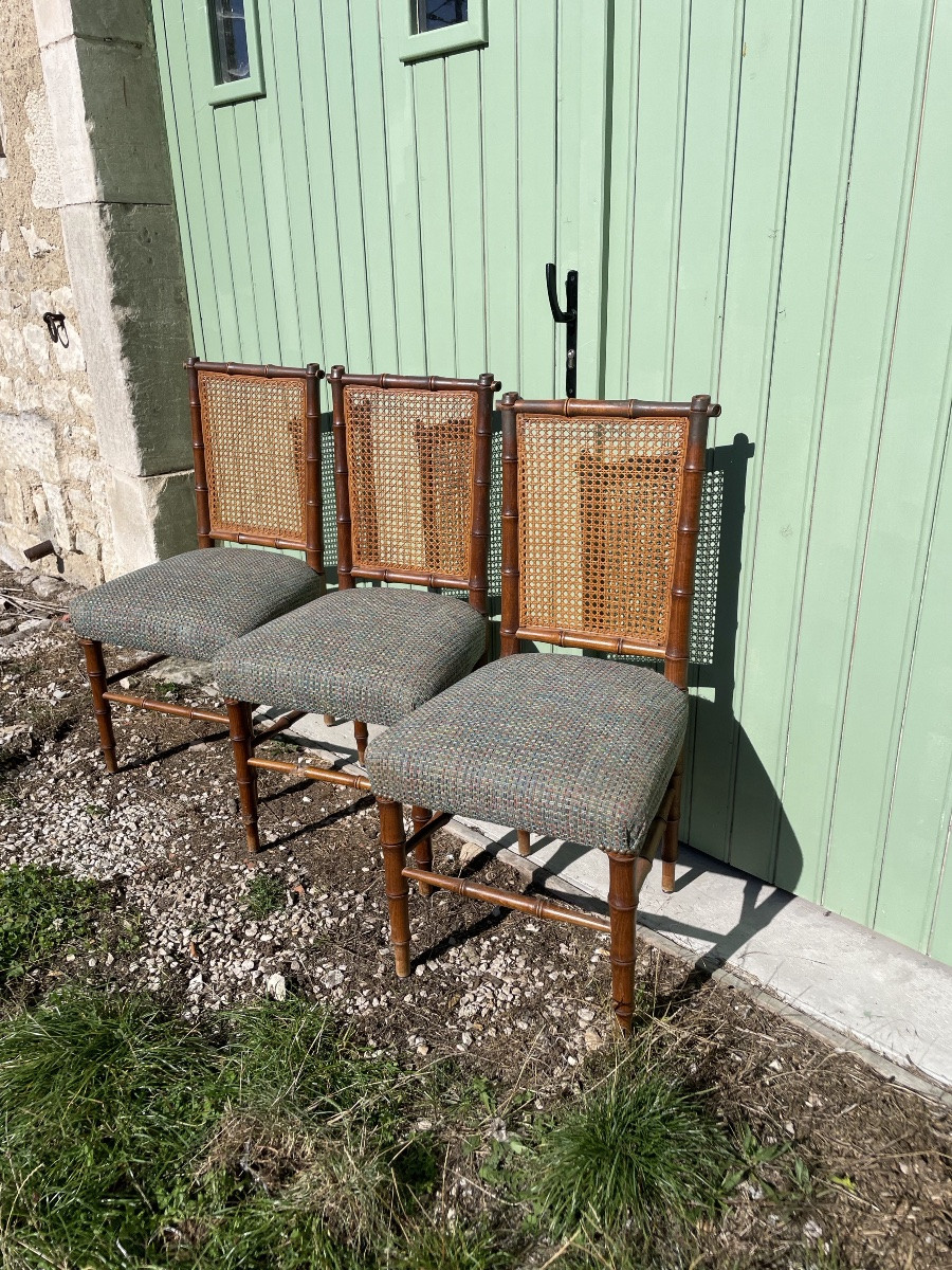 The Set Of 3 Bamboo Chairs -photo-2