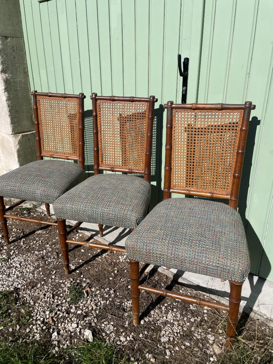 The Set Of 3 Bamboo Chairs -photo-3