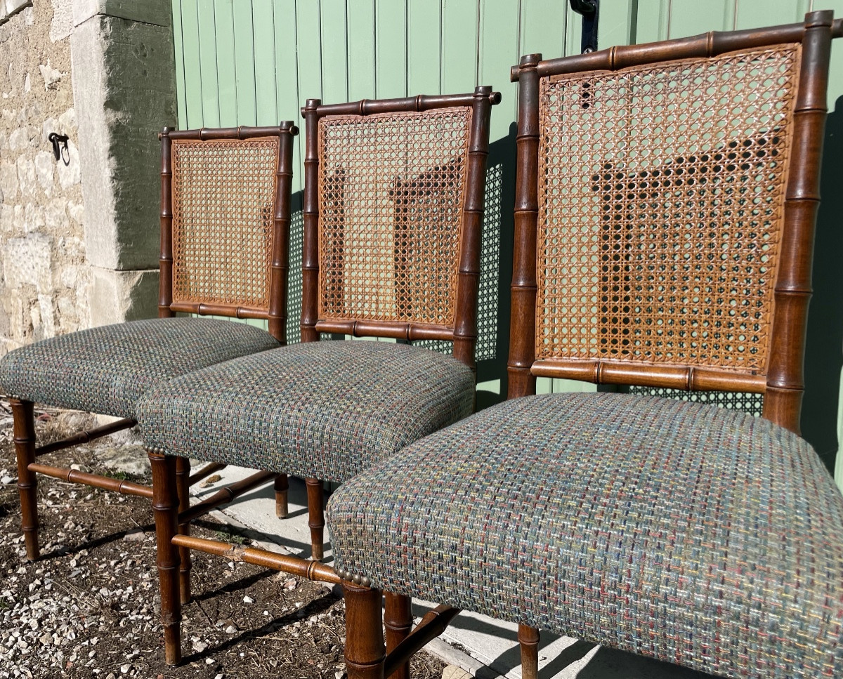 The Set Of 3 Bamboo Chairs 