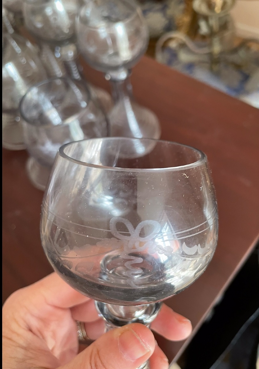 Set Of 9 Roemer White Wine Glasses, Hollow Legs-photo-2