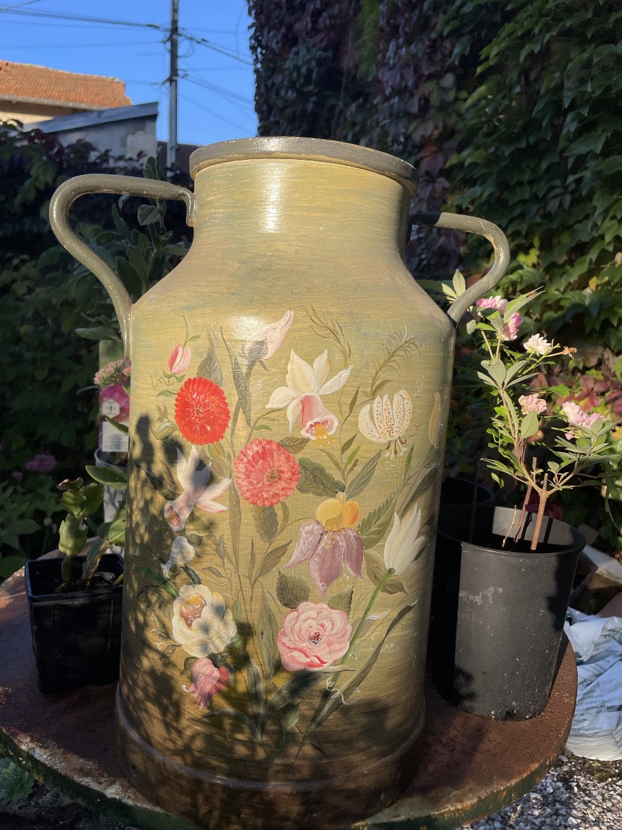 Umbrella Stand, Large Painted Milk Jug -photo-2