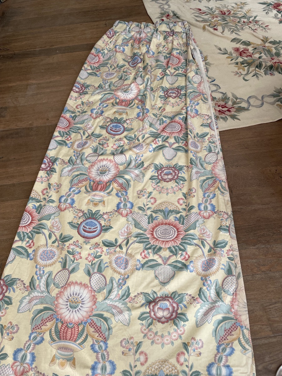 Pair Of Double Curtains With Indian Decor (260 X 195 Cm)-photo-4