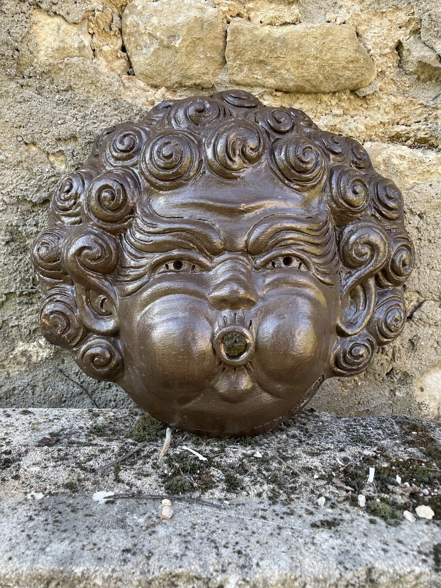 Important masque de fontaine terracotta -photo-3
