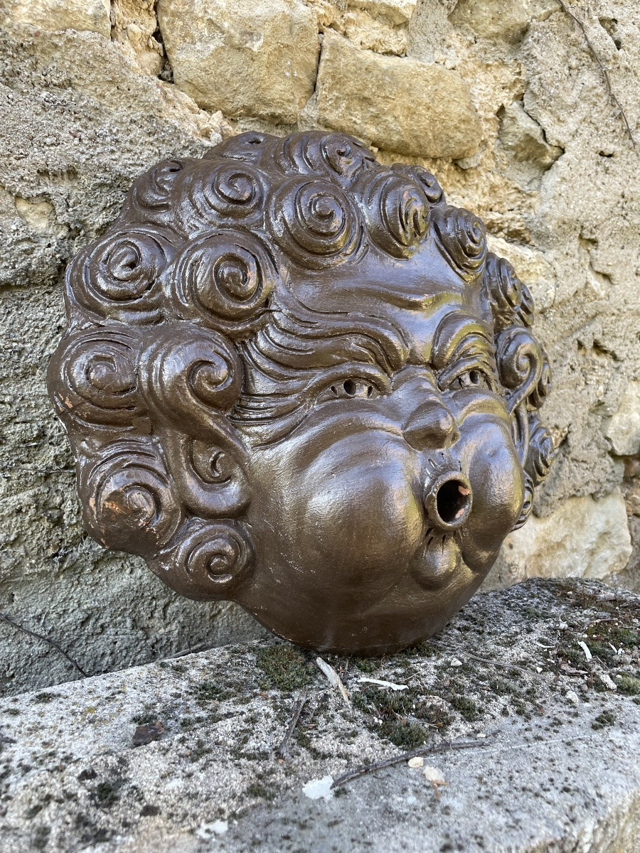 Important masque de fontaine terracotta -photo-2