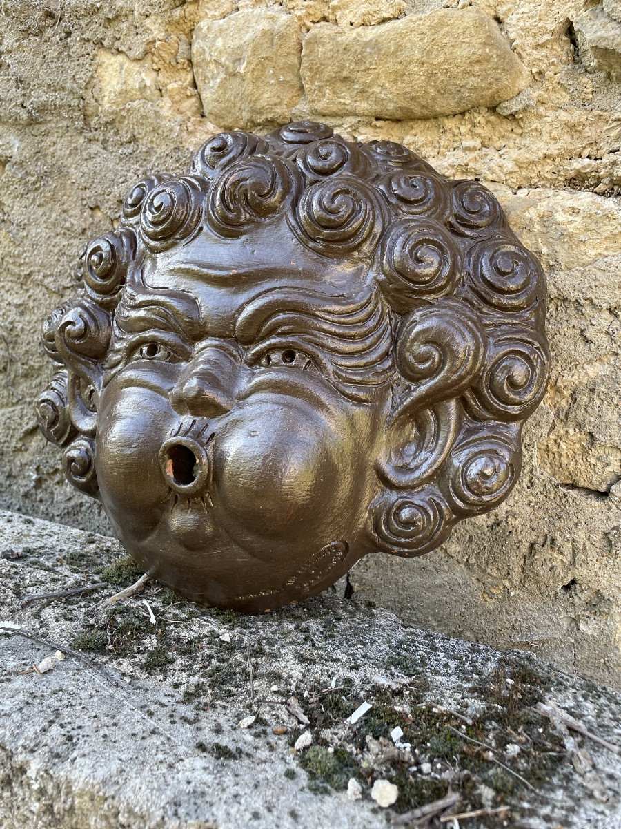 Important masque de fontaine terracotta -photo-5