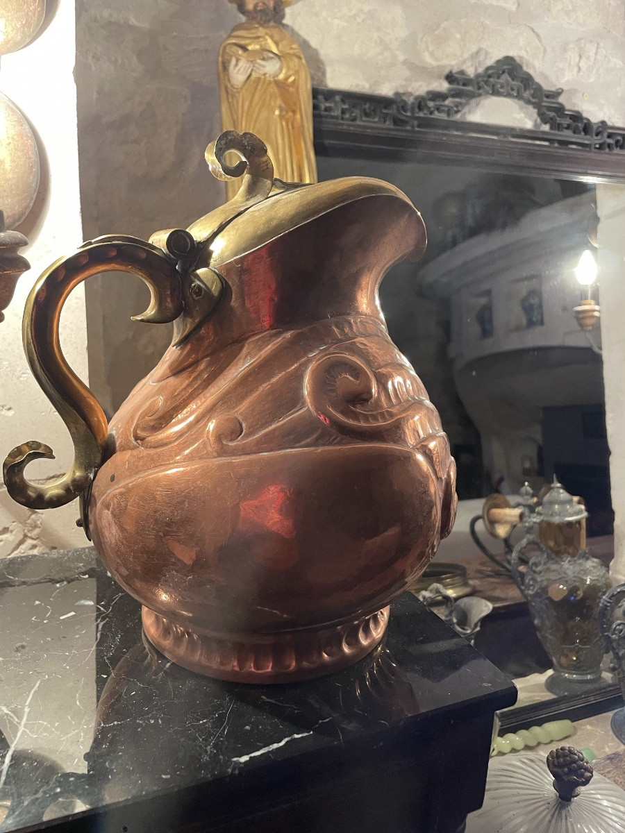 Importante verseuse renflée en cuivre -photo-3