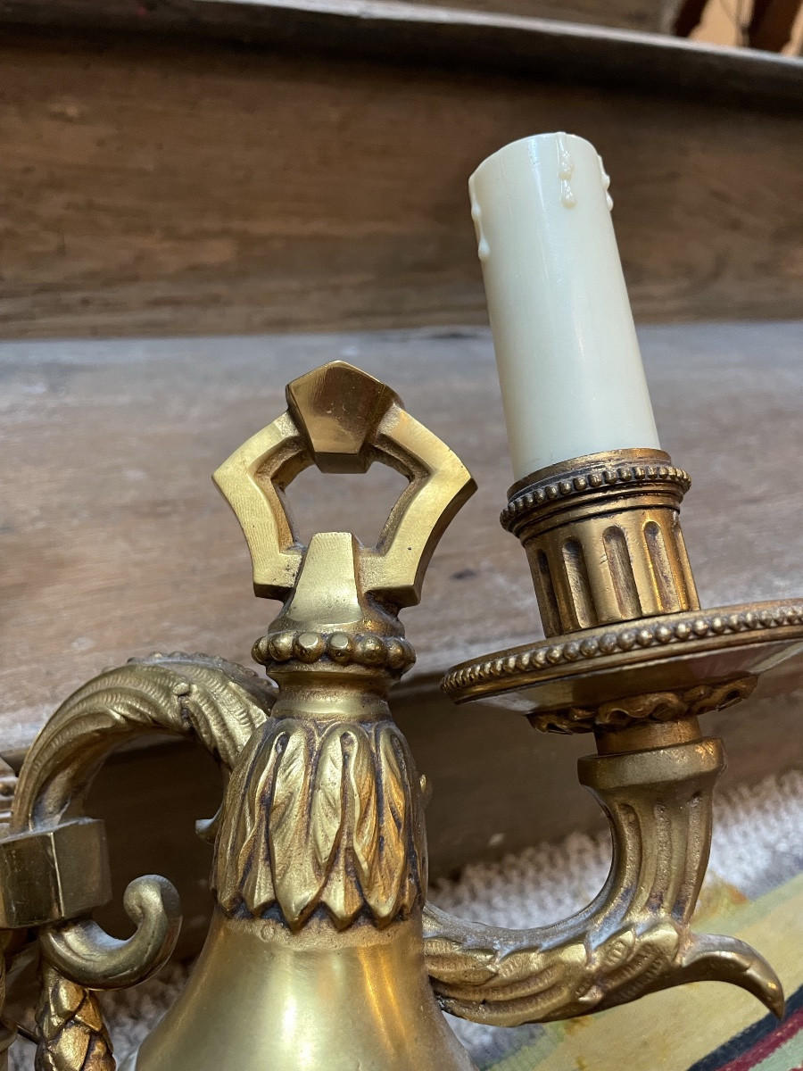 La paire d’importantes appliques en bronze doré -photo-3