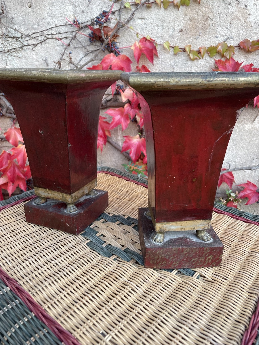 The Pair Of Sheet Metal Vases, From The Restoration Period -photo-2