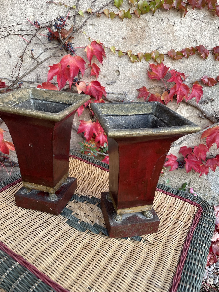 The Pair Of Sheet Metal Vases, From The Restoration Period -photo-3