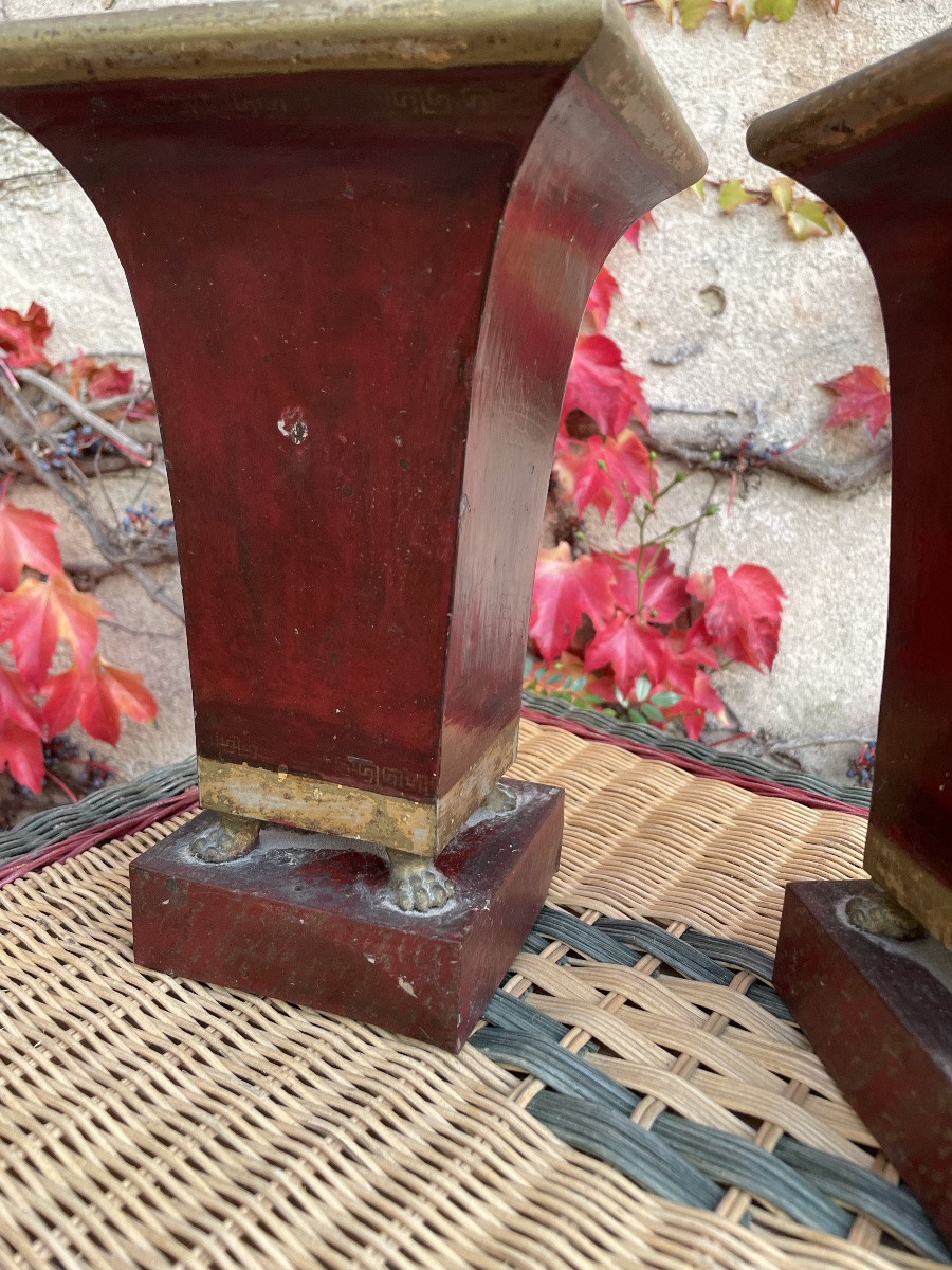 The Pair Of Sheet Metal Vases, From The Restoration Period -photo-4