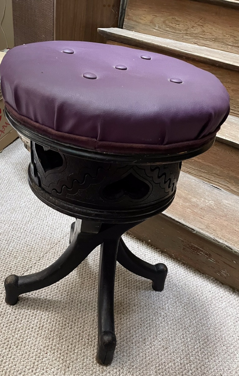 Tabouret de pianiste ajouré de motif en cœur, Napoléon III -photo-6