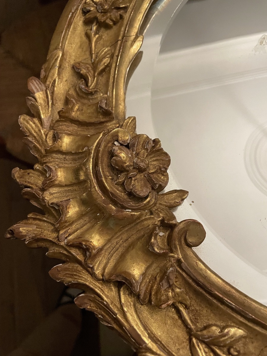 Petit miroir sculpté et doré de style Louis XV-photo-3
