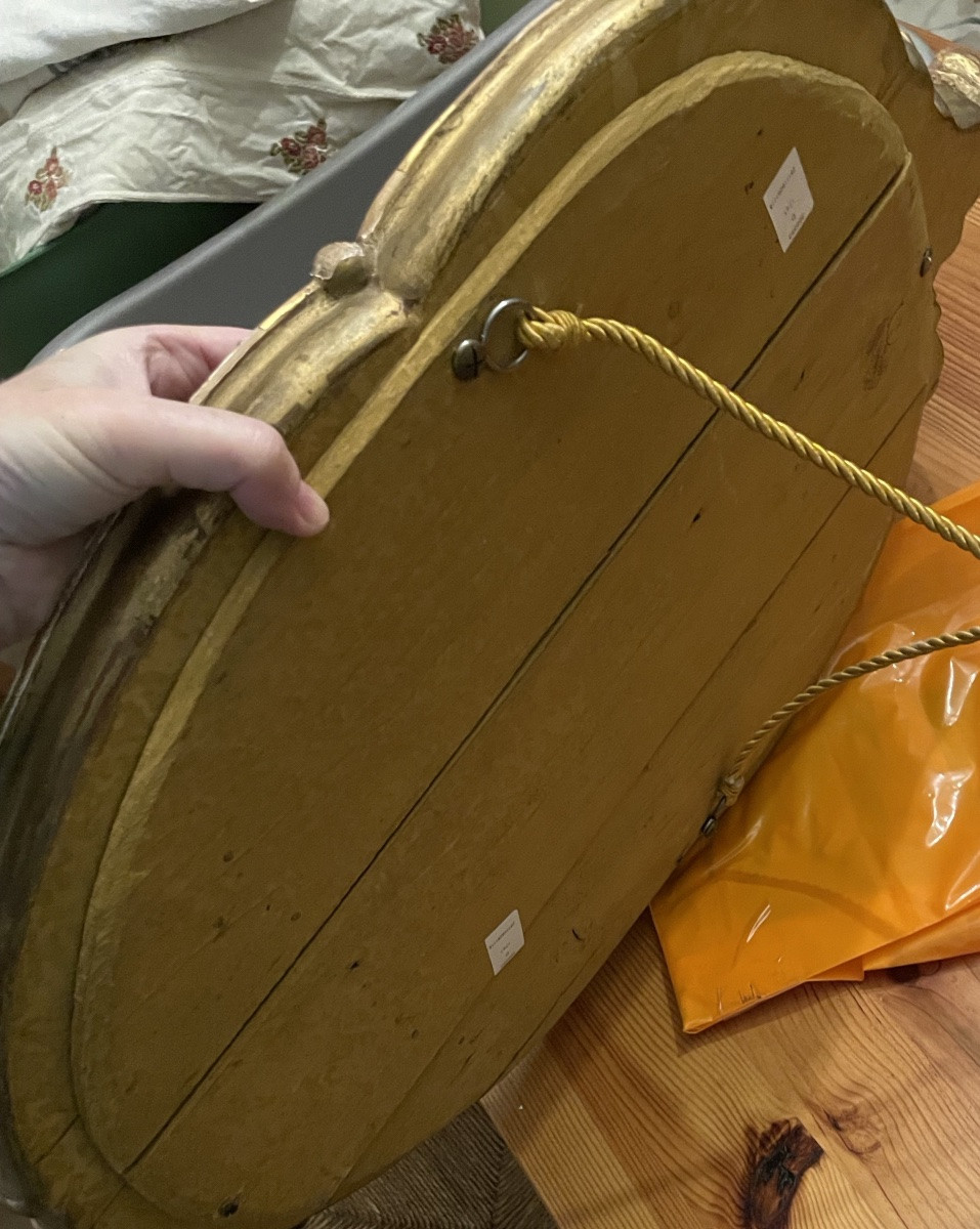 Petit miroir sculpté et doré de style Louis XV-photo-8