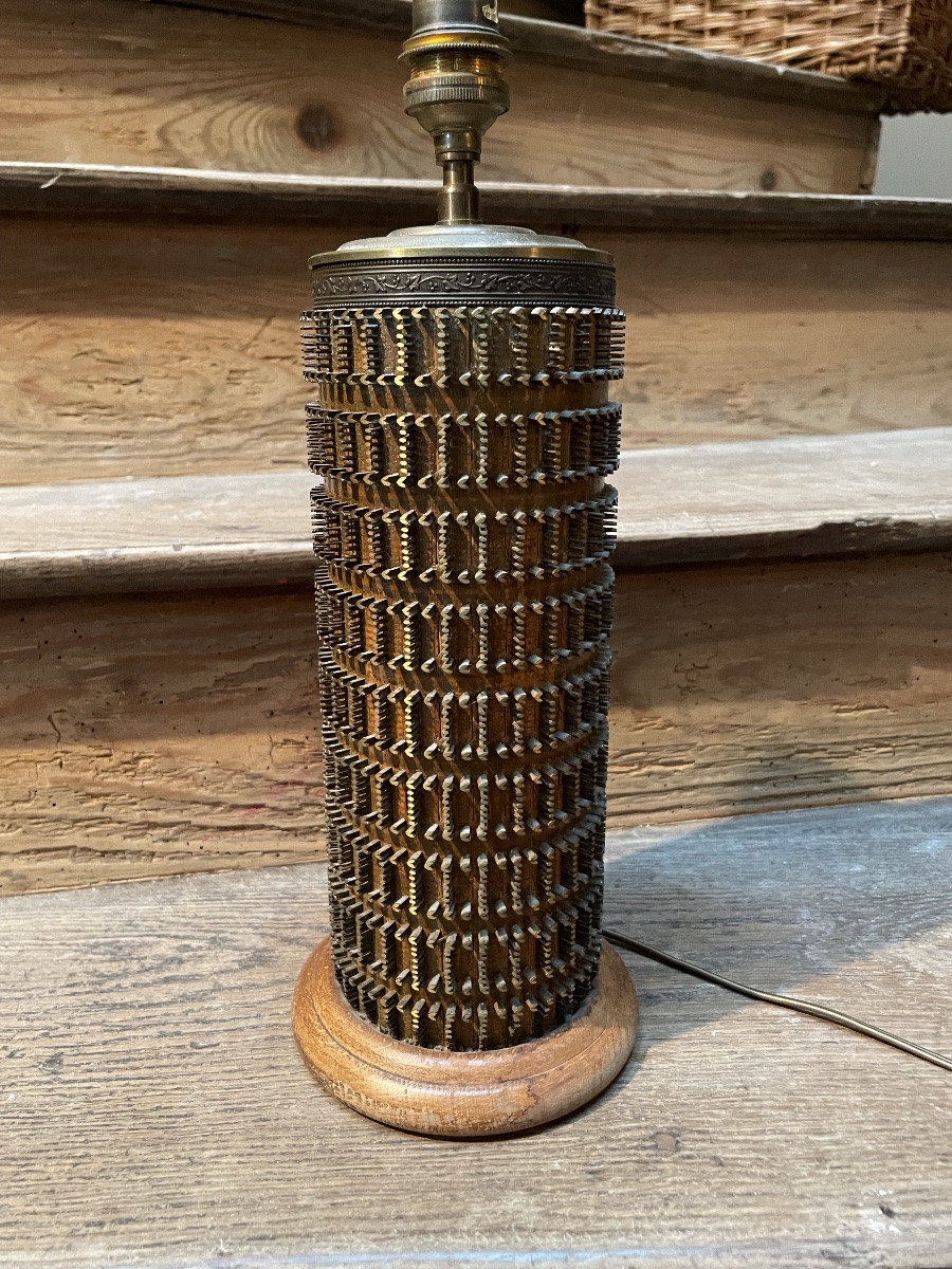 Lampe rouleau d’imprimerie , motifs coeur , epoque Restauration -photo-2