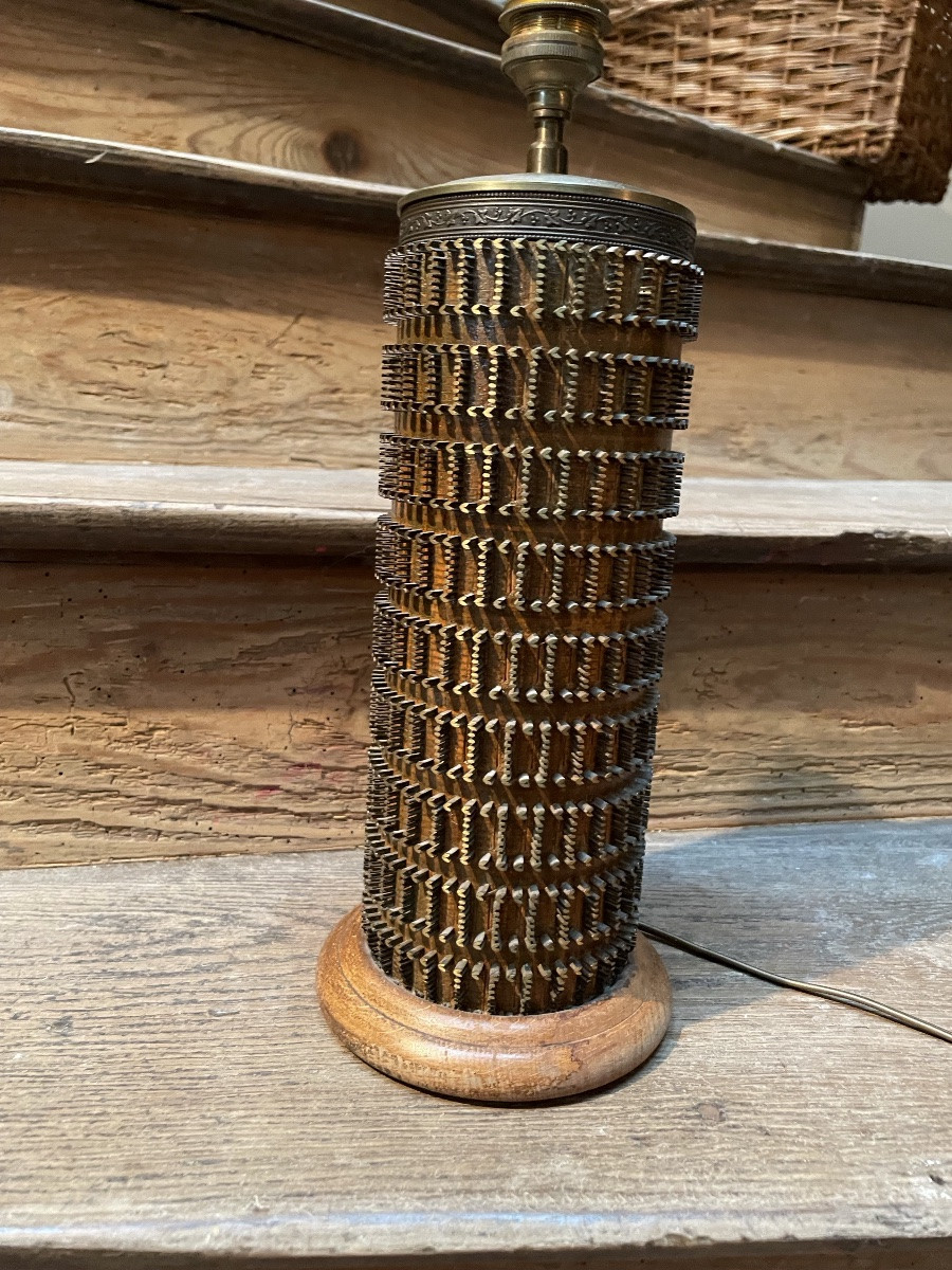 Lampe rouleau d’imprimerie , motifs coeur , epoque Restauration -photo-3
