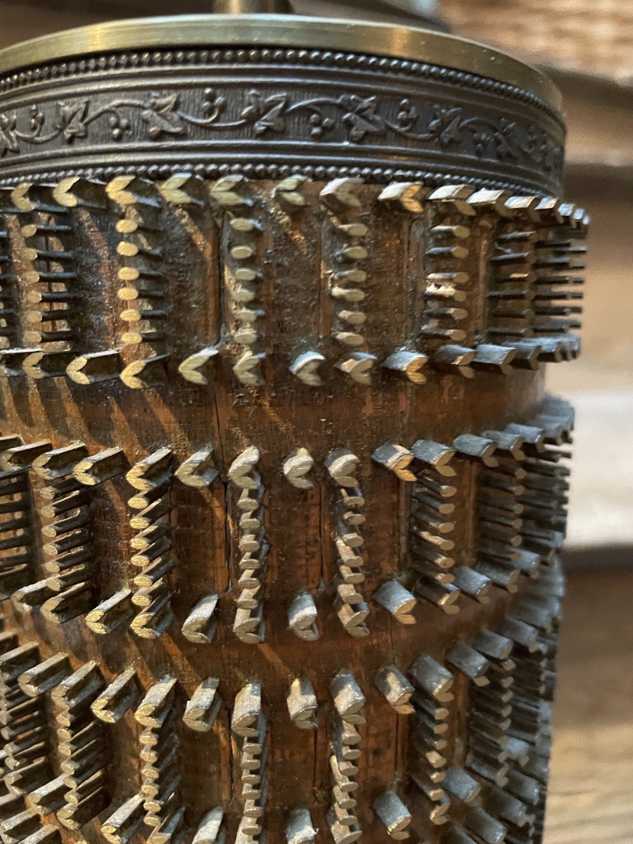 Lampe rouleau d’imprimerie , motifs coeur , epoque Restauration -photo-4