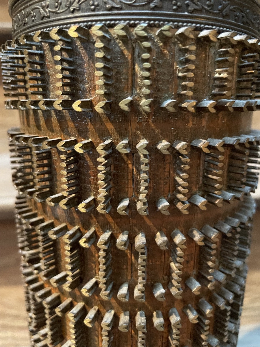 Lampe rouleau d’imprimerie , motifs coeur , epoque Restauration -photo-2