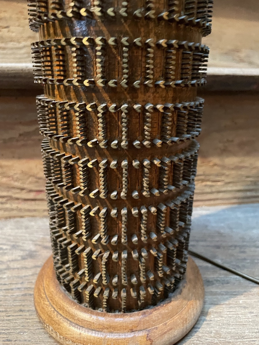 Lampe rouleau d’imprimerie , motifs coeur , epoque Restauration -photo-3