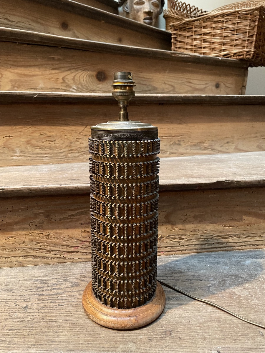 Lampe rouleau d’imprimerie , motifs coeur , epoque Restauration -photo-5