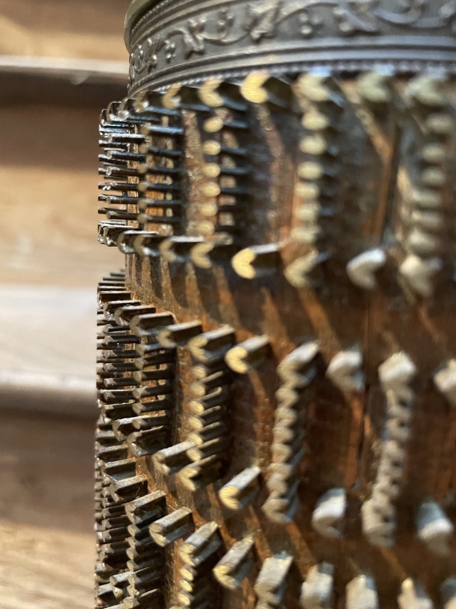 Lampe rouleau d’imprimerie , motifs coeur , epoque Restauration -photo-7