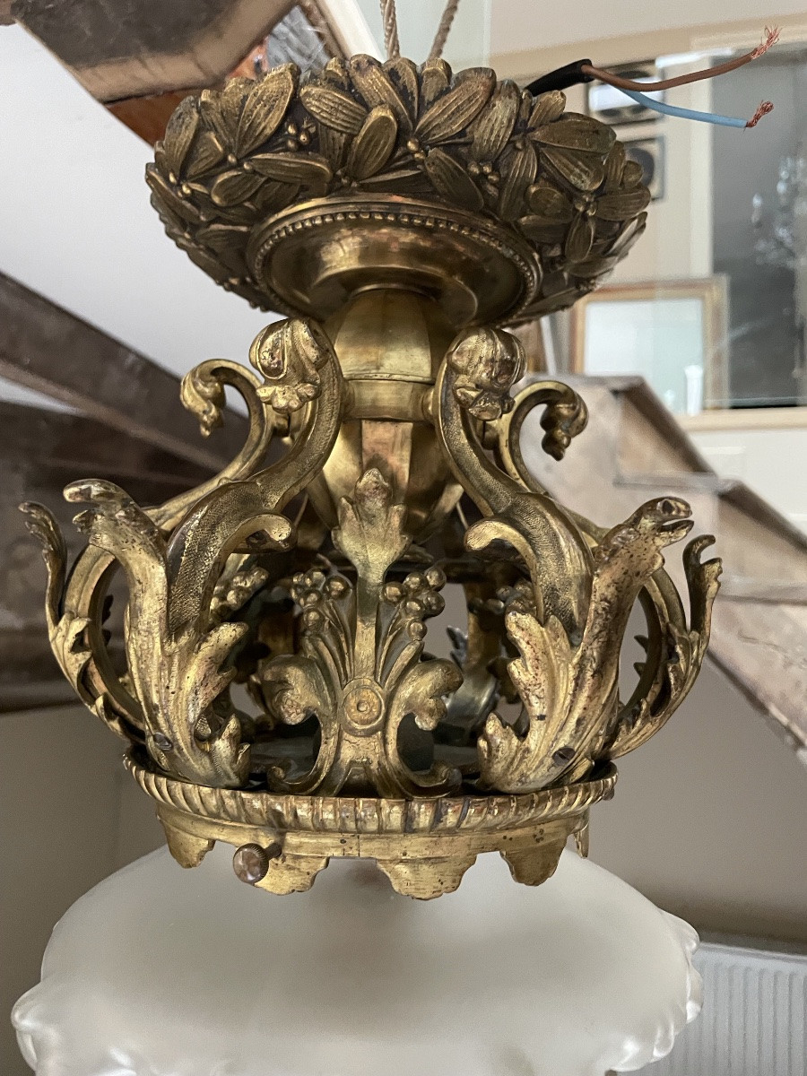 Ceiling Light With A Crown In Gilded Bronze-photo-4