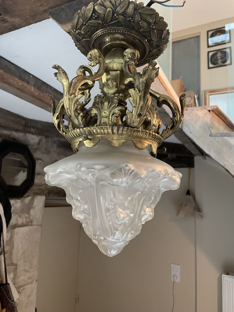 Ceiling Light With A Crown In Gilded Bronze-photo-3