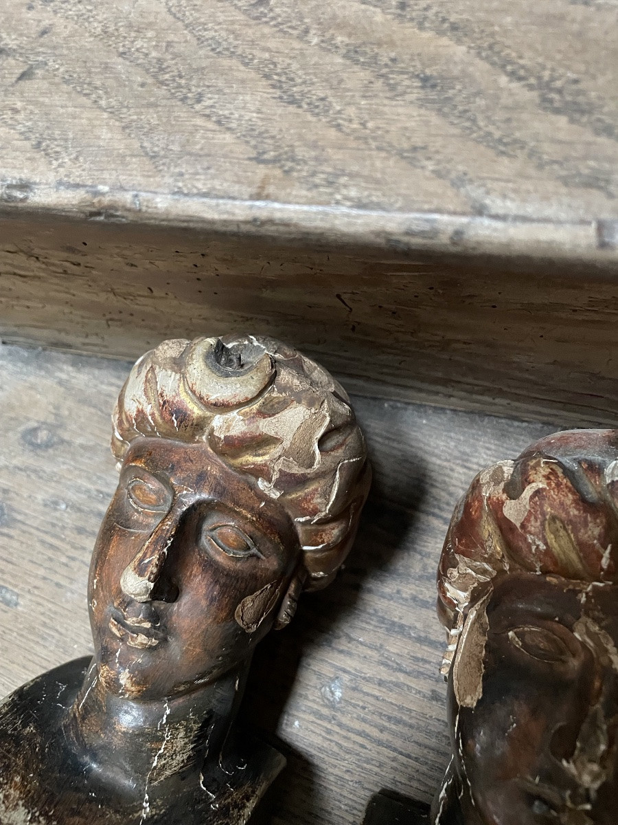 The Two Carved Wooden Decorations Depicting Diana, Empire Period -photo-1