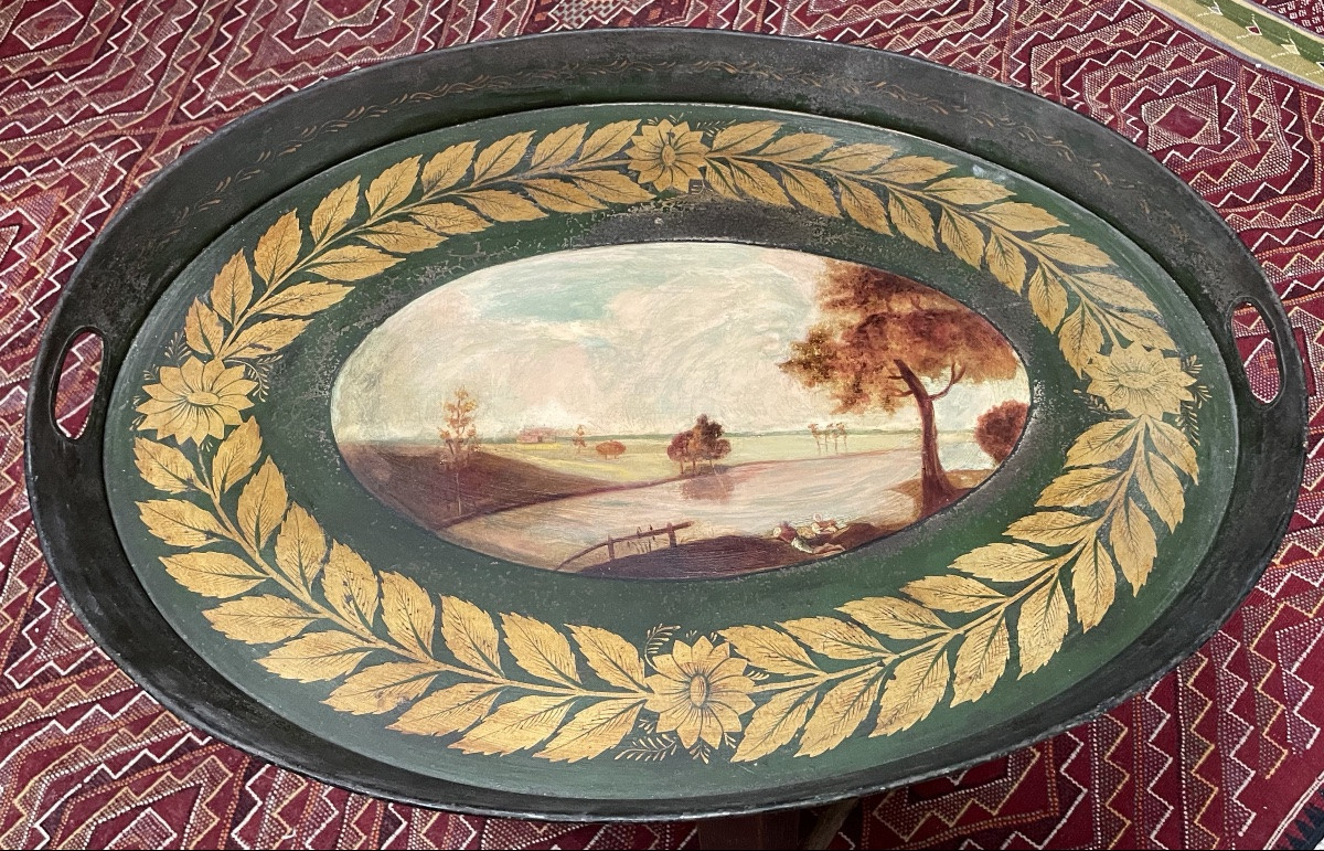 Plateau en tôle peinte, d’époque Restauration -photo-2
