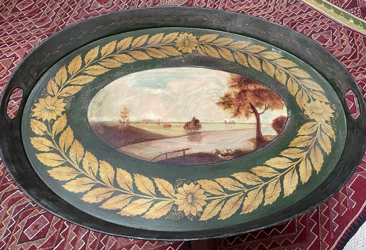 Plateau en tôle peinte, d’époque Restauration -photo-3