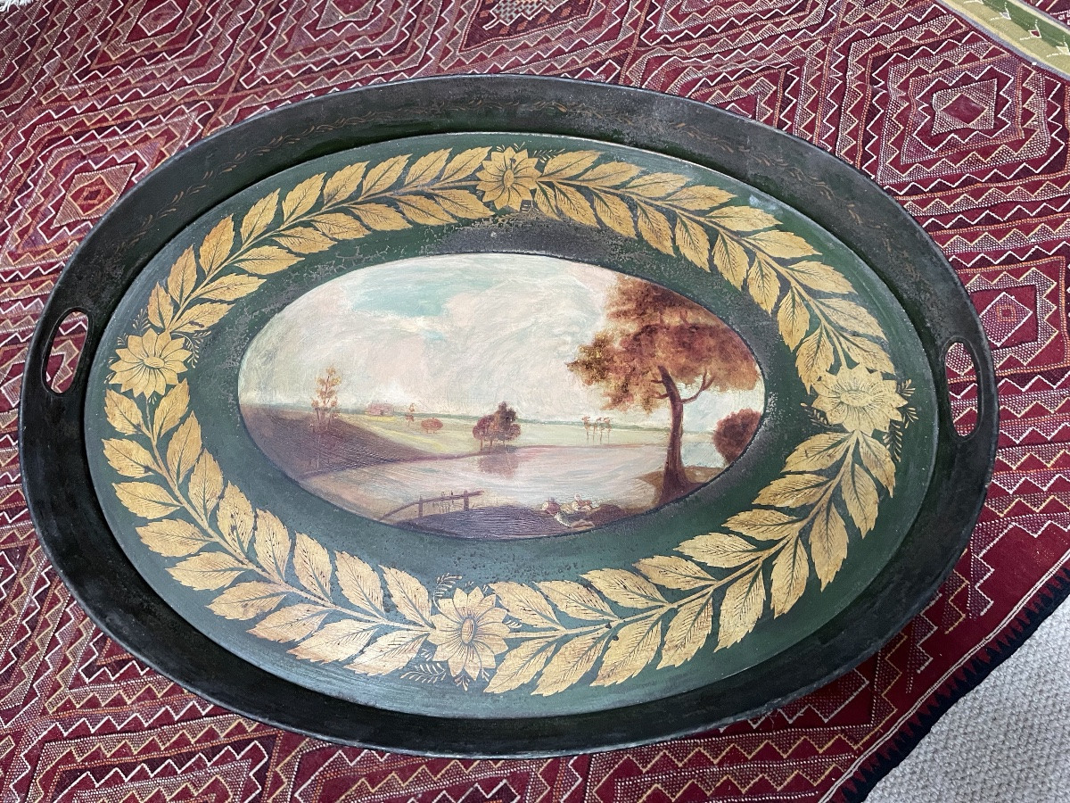 Plateau en tôle peinte, d’époque Restauration -photo-2