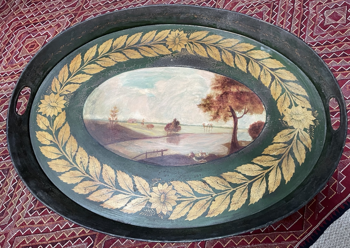 Plateau en tôle peinte, d’époque Restauration 
