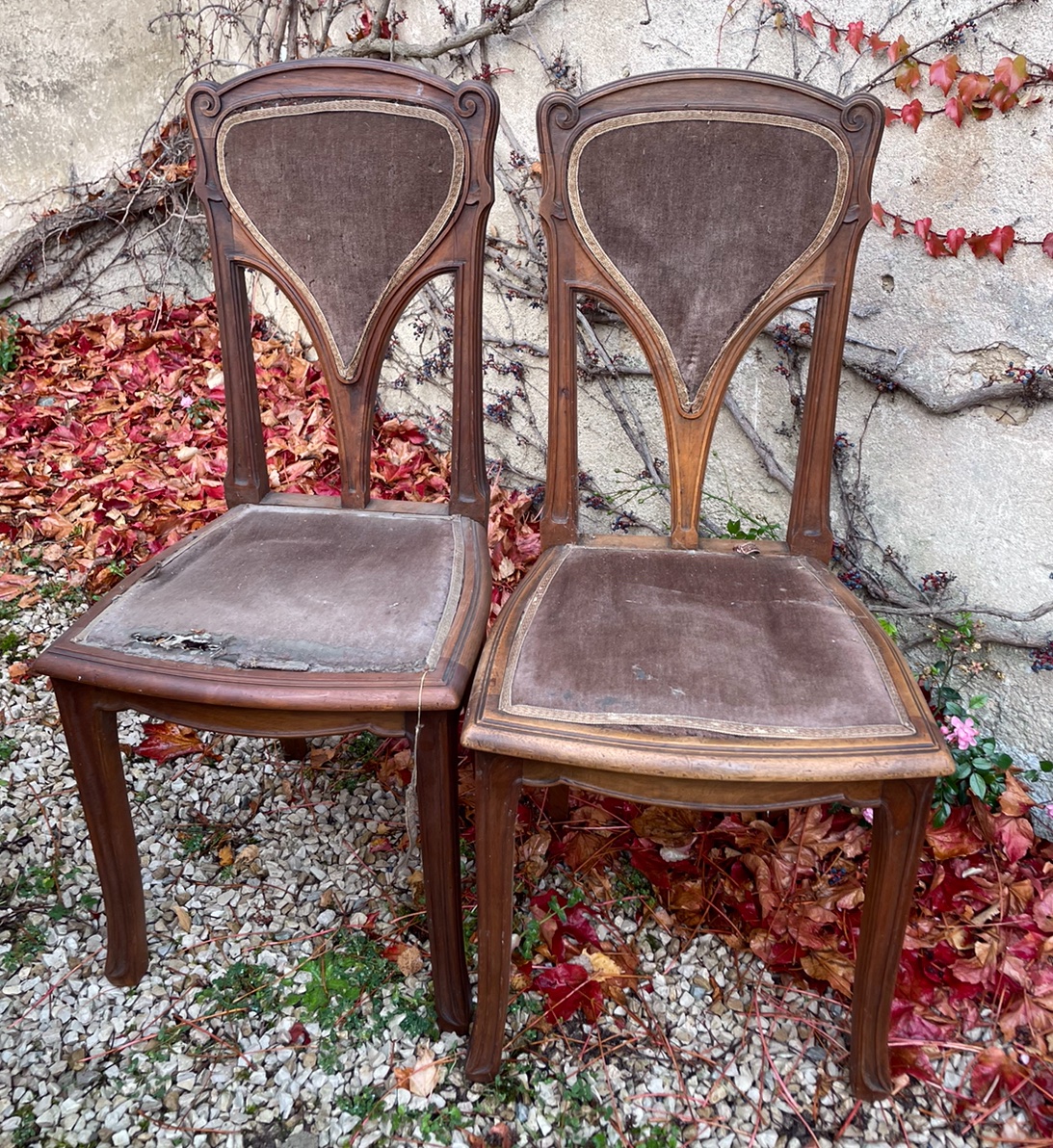 Pair Of Chairs Attributed To Eugène Vallin-photo-3