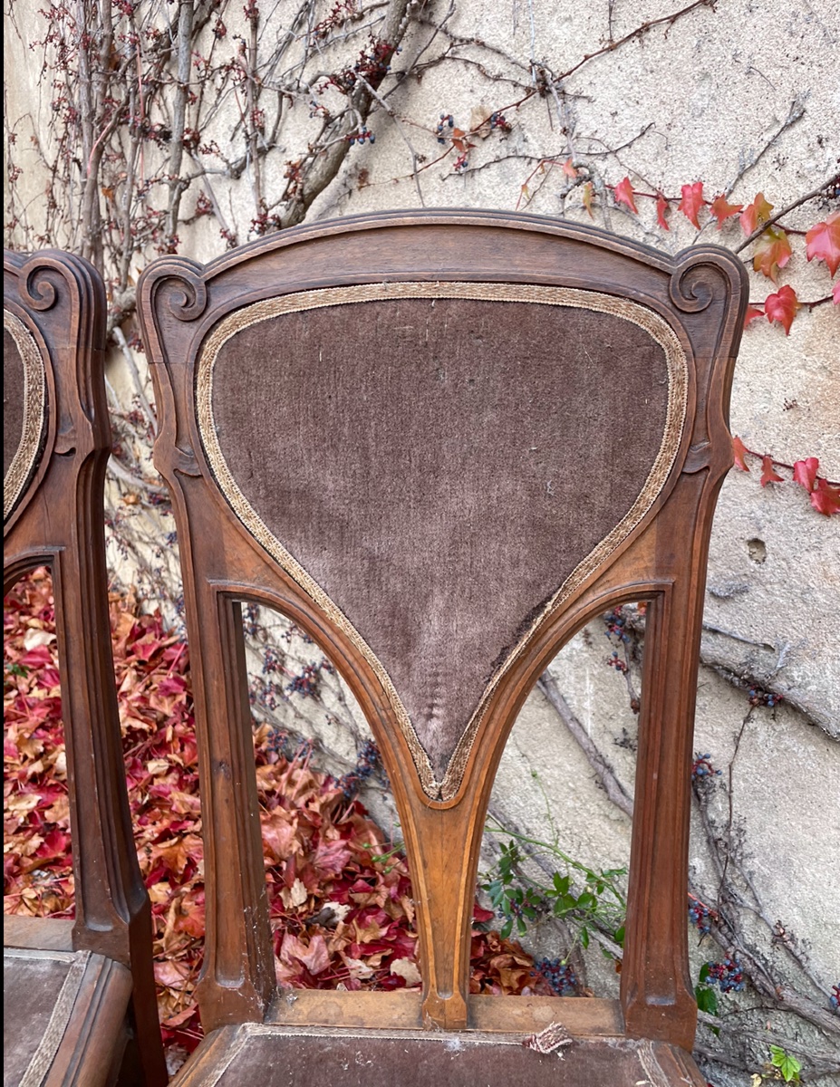 Pair Of Chairs Attributed To Eugène Vallin-photo-1