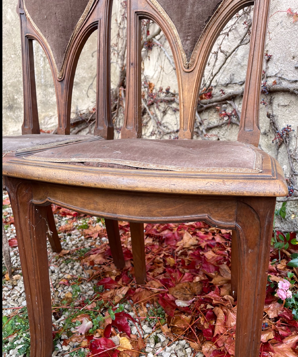 Pair Of Chairs Attributed To Eugène Vallin-photo-3