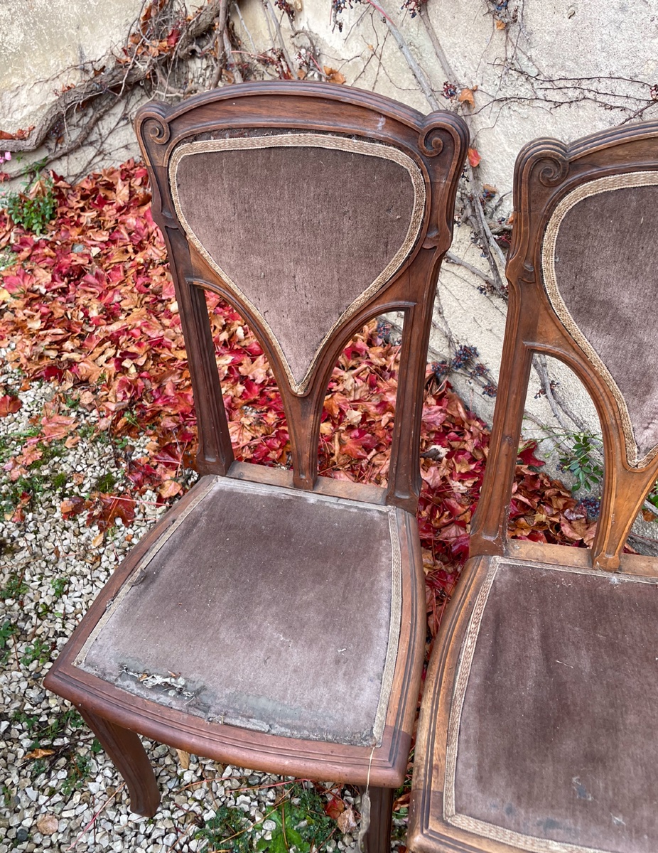 Pair Of Chairs Attributed To Eugène Vallin-photo-4